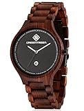 GREENTREEN Holzuhr Herren,Herrenuhr mit Holzarmband Natürliches rotes Sandelholz, handgefertigt, einzigartiges Design*