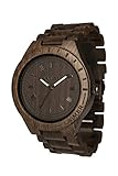 LAiMER Holzuhr - Armbanduhr Black Edition aus Edelholz - Holz - Uhr- analoge Herren Quarzuhr mit Leuchtzeiger - Ø 50mm - Zero Waste Verpackung aus Naturholz