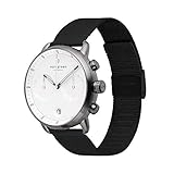 Nordgreen Skandinavische Design Herren Uhr Analog Quarz Anthrazit | Weißes Ziffernblatt | Schwarzes, auswechselbares Mesh Armband | Modell: Pioneer*