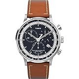 Timex Herren Waterbury Classic Chrono 40mm Edelstahl Quarz Kleid Uhr mit Lederarmband, Braun, 20 TW2V30800