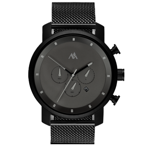 Minimalistischer Chronograph mit schwarzen Lederband