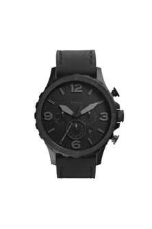 Fossil Nate Uhr für Herren, Quarzwerk Chronograph mit Edelstahl- oder Lederarmband